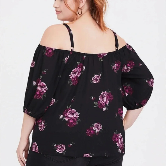 TORRID NEW WOMENS PLUS PINK FLORAL TOP SHIRT BLOUSE SUMMER FALL CASUAL SZ 1X 2X - Picture 3 of 5